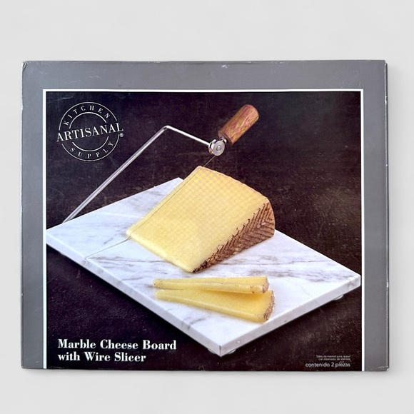 Artisanal Kitchen Supply Marble Cheese Board with Wire Slicer — NWT - Picture 1 of 4